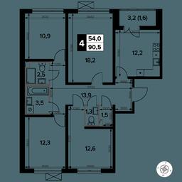4-BD Apartment Sale, 90.6 sq. m. at Yzhnaya Bitsa, Yuzhnaya Bitsa Residential Complex, posyolok Bittsa, Leninskiy City District, Moscow Region, Russia #4