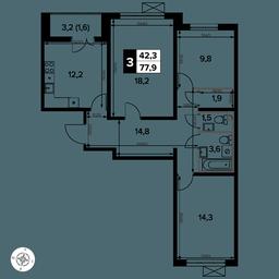 3-BD Apartment Sale, 77.7 sq. m. at Yzhnaya Bitsa, Yuzhnaya Bitsa Residential Complex, posyolok Bittsa, Leninskiy City District, Moscow Region, Russia #2 3-BD Apartment Sale, 77.7 sq. m. at Yzhnaya Bitsa, Yuzhnaya Bitsa Residential Complex, posyolok Bittsa, Leninskiy City District, Moscow Region, Russia #2