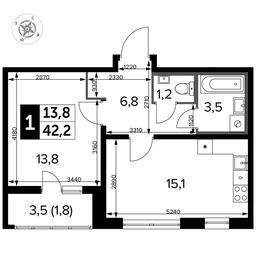 1-BD Apartment Sale, 42.4 sq. m. at Yzhnaya Bitsa, Yuzhnaya Bitsa Residential Complex, posyolok Bittsa, Leninskiy City District, Moscow Region, Russia #2 1-BD Apartment Sale, 42.4 sq. m. at Yzhnaya Bitsa, Yuzhnaya Bitsa Residential Complex, posyolok Bittsa, Leninskiy City District, Moscow Region, Russia #2