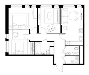 3-BD Apartment Sale, 74.1 sq. m. at Pervyi Moskovskiy, ulitsa Bianki, 1, Moskovskiy, Moscow, Russia #4