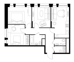 3-BD Apartment Sale, 74.1平方米 at Pervyi Moskovskiy, ulitsa Bianki, 1, Moskovskiy, Moscow, Russia #4