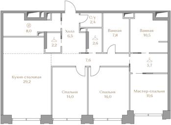 3-BD Apartment Sale, 124.1 sq. m. at Luzhniki Collection, Luzhnetskaya Embankment, 2/4с17, Moscow, Russia #3 3-BD Apartment Sale, 124.1 sq. m. at Luzhniki Collection, Luzhnetskaya Embankment, 2/4с17, Moscow, Russia #3