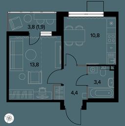 1-BD Apartment Sale, 34.7平方米 at Yzhnaya Bitsa, Yuzhnaya Bitsa Residential Complex, posyolok Bittsa, Leninskiy City District, Moscow Region, Russia #3