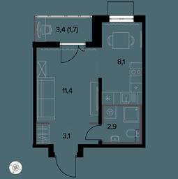 Apartment Sale, 28.3 sq. m. at Yzhnaya Bitsa, Yuzhnaya Bitsa Residential Complex, posyolok Bittsa, Leninskiy City District, Moscow Region, Russia #3