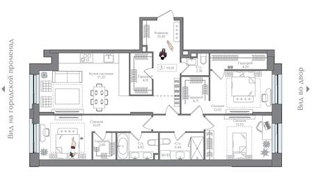 3-BD Apartment Sale, 111.01 sq. m. at Preobrazhenskaya ploschad, 1st Bukhvostova Street, Moscow, Russia #3 3-BD Apartment Sale, 111.01 sq. m. at Preobrazhenskaya ploschad, 1st Bukhvostova Street, Moscow, Russia #3