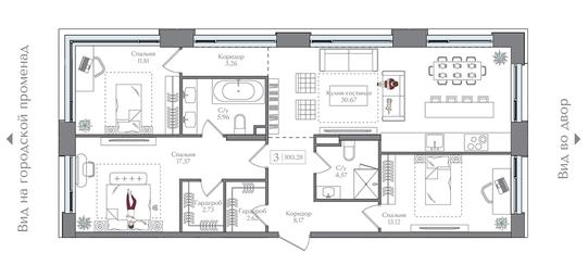 3-BD Apartment Sale, 100.28 sq. m. at Preobrazhenskaya ploschad, 1st Bukhvostova Street, Moscow, Russia #3 3-BD Apartment Sale, 100.28 sq. m. at Preobrazhenskaya ploschad, 1st Bukhvostova Street, Moscow, Russia #3