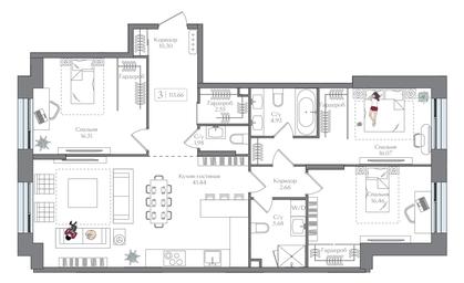 3-BD Apartment Sale, 113.66 sq. m. at Preobrazhenskaya ploschad, 1st Bukhvostova Street, Moscow, Russia #2 3-BD Apartment Sale, 113.66 sq. m. at Preobrazhenskaya ploschad, 1st Bukhvostova Street, Moscow, Russia #2