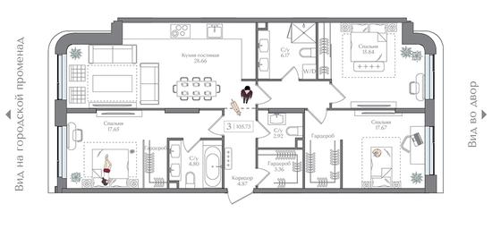 3-BD Apartment Sale, 105.72 sq. m. at Preobrazhenskaya ploschad, 1st Bukhvostova Street, Moscow, Russia #3 3-BD Apartment Sale, 105.72 sq. m. at Preobrazhenskaya ploschad, 1st Bukhvostova Street, Moscow, Russia #3