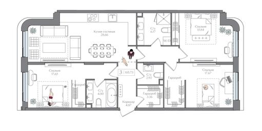 2-BD Apartment Sale, 105.72 sq. m. at Preobrazhenskaya ploschad, 1st Bukhvostova Street, Moscow, Russia #2 2-BD Apartment Sale, 105.72 sq. m. at Preobrazhenskaya ploschad, 1st Bukhvostova Street, Moscow, Russia #2
