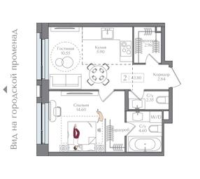 1-BD Apartment Sale, 43.8 sq. m. at Preobrazhenskaya ploschad, 1st Bukhvostova Street, Moscow, Russia #3 1-BD Apartment Sale, 43.8 sq. m. at Preobrazhenskaya ploschad, 1st Bukhvostova Street, Moscow, Russia #3