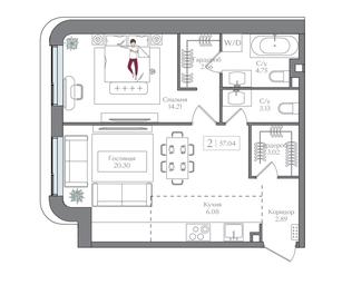 1-BD Apartment Sale, 57.04 sq. m. at Preobrazhenskaya ploschad, 1st Bukhvostova Street, Moscow, Russia #2 1-BD Apartment Sale, 57.04 sq. m. at Preobrazhenskaya ploschad, 1st Bukhvostova Street, Moscow, Russia #2
