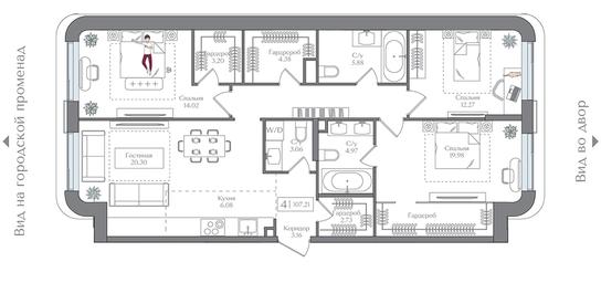 3-BD Apartment Sale, 107.21 sq. m. at Preobrazhenskaya ploschad, 1st Bukhvostova Street, Moscow, Russia #3 3-BD Apartment Sale, 107.21 sq. m. at Preobrazhenskaya ploschad, 1st Bukhvostova Street, Moscow, Russia #3