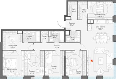 4-BD Apartment Sale, 180.3平方米 at West Garden, Minskaya Street, 1Вс1, Moscow, Russia #2