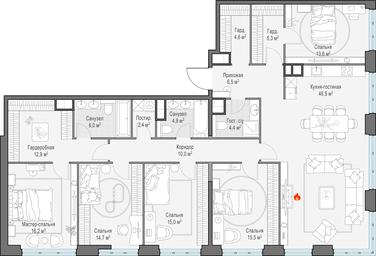 4-BD Apartment Sale, 180.3平方米 at West Garden, Minskaya Street, 1Вс1, Moscow, Russia #4
