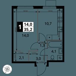 1-BD Apartment Sale, 35.2 sq. m. at 1 Izmajlovskij, Montazhnaya Street, 8с13, Moscow, Russia #4