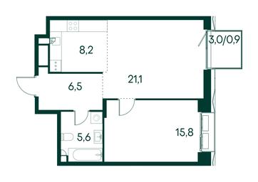 1-BD Apartment Sale, 58.1 sq. m. at Primavera, Volokolamskoye Highway, вл67, Moscow, Russia #3 1-BD Apartment Sale, 58.1 sq. m. at Primavera, Volokolamskoye Highway, вл67, Moscow, Russia #3