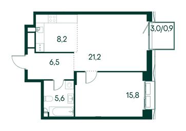 1-BD Apartment Sale, 58.2 sq. m. at Primavera, Volokolamskoye Highway, вл67, Moscow, Russia #3 1-BD Apartment Sale, 58.2 sq. m. at Primavera, Volokolamskoye Highway, вл67, Moscow, Russia #3