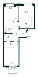 2-BD Apartment Sale, 76.7 sq. m. at Primavera, Volokolamskoye Highway, вл67, Moscow, Russia #3 2-BD Apartment Sale, 76.7 sq. m. at Primavera, Volokolamskoye Highway, вл67, Moscow, Russia #3