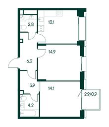 2-BD Apartment Sale, 60.1平方米 at Primavera, Volokolamskoye Highway, вл67, Moscow, Russia #3