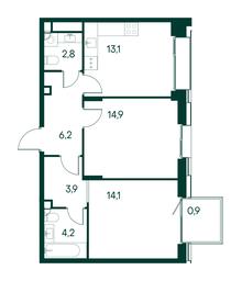 2-BD Apartment Sale, 60.1平方米 at Primavera, Volokolamskoye Highway, вл67, Moscow, Russia #2