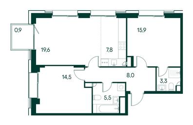 2-BD Apartment Sale, 75.5 sq. m. at Primavera, Volokolamskoye Highway, вл67, Moscow, Russia #2