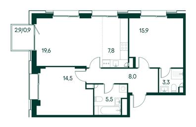 2-BD Apartment Sale, 75.5 sq. m. at Primavera, Volokolamskoye Highway, вл67, Moscow, Russia #3