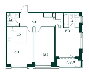 2-BD Apartment Sale, 77.6平方米 at Primavera, Volokolamskoye Highway, вл67, Moscow, Russia #3