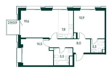 2-BD Apartment Sale, 75.5 sq. m. at Primavera, Volokolamskoye Highway, вл67, Moscow, Russia #3