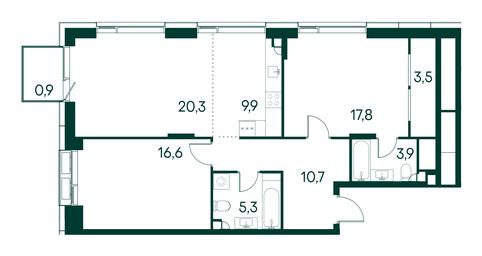 2-BD Apartment Sale, 88.9 sq. m. at Primavera, Volokolamskoye Highway, вл67, Moscow, Russia #2