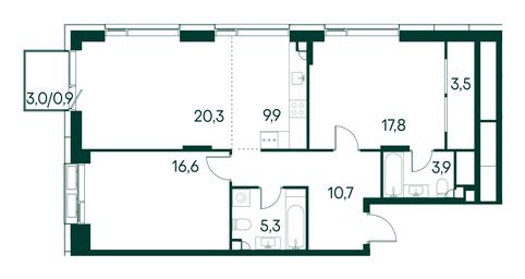 2-BD Apartment Sale, 88.9 sq. m. at Primavera, Volokolamskoye Highway, вл67, Moscow, Russia #3