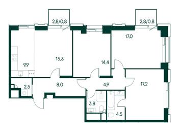 3-BD Apartment Sale, 99.1平方米 at Primavera, Volokolamskoye Highway, вл67, Moscow, Russia #3 3-BD Apartment Sale, 99.1平方米 at Primavera, Volokolamskoye Highway, вл67, Moscow, Russia #3