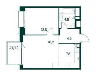 1-BD Apartment Sale, 50.1平方米 at Primavera, Volokolamskoye Highway, вл67, Moscow, Russia #3