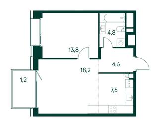 1-BD Apartment Sale, 50.1平方米 at Primavera, Volokolamskoye Highway, вл67, Moscow, Russia #2
