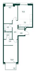 2-BD Apartment Sale, 76.1平方米 at Primavera, Volokolamskoye Highway, вл67, Moscow, Russia #2 2-BD Apartment Sale, 76.1平方米 at Primavera, Volokolamskoye Highway, вл67, Moscow, Russia #2