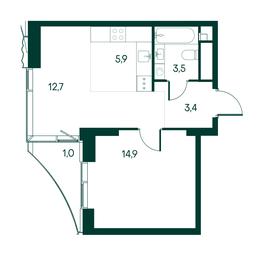 1-BD Apartment Sale, 41.4平方米 at Primavera, Volokolamskoye Highway, вл67, Moscow, Russia #2