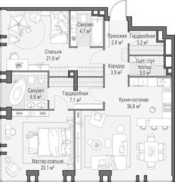 2-BD Apartment Sale, 109.8 sq. m. at Life Time, Sergeya Makeyeva Street, вл11/9с1-10, Moscow, Russia #4