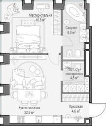 1-BD Apartment Sale, 56.9平方米 at Life Time, Sergeya Makeyeva Street, вл11/9с1-10, Moscow, Russia #4