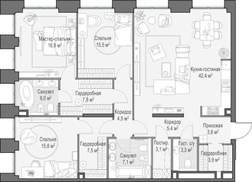 2-BD Apartment Sale, 143.7 sq. m. at Life Time, Sergeya Makeyeva Street, вл11/9с1-10, Moscow, Russia #2