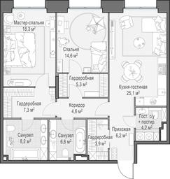 1-BD Apartment Sale, 105.3 sq. m. at Life Time, Sergeya Makeyeva Street, вл11/9с1-10, Moscow, Russia #3