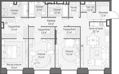 2-BD Apartment Sale, 134.8 sq. m. at Life Time, Sergeya Makeyeva Street, вл11/9с1-10, Moscow, Russia #3