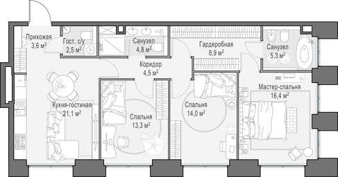 3-BD Apartment Sale, 95.6 sq. m. at Life Time, Sergeya Makeyeva Street, вл11/9с1-10, Moscow, Russia #2 3-BD Apartment Sale, 95.6 sq. m. at Life Time, Sergeya Makeyeva Street, вл11/9с1-10, Moscow, Russia #2