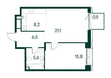 1-BD Apartment Sale, 58.1 sq. m. at Primavera, Volokolamskoye Highway, вл67, Moscow, Russia #2
