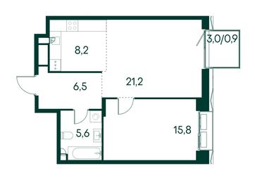 1-BD Apartment Sale, 58.2 sq. m. at Primavera, Volokolamskoye Highway, вл67, Moscow, Russia #3