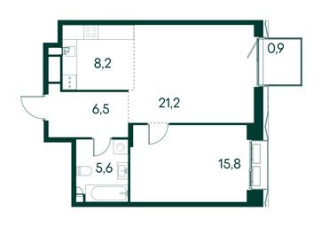 1-BD Apartment Sale, 58.2 sq. m. at Primavera, Volokolamskoye Highway, вл67, Moscow, Russia #2