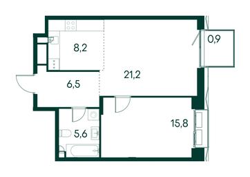 1-BD Apartment Sale, 58.2 sq. m. at Primavera, Volokolamskoye Highway, вл67, Moscow, Russia #2