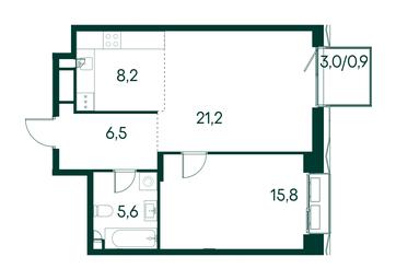 1-BD Apartment Sale, 58.2 sq. m. at Primavera, Volokolamskoye Highway, вл67, Moscow, Russia #3