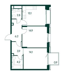 2-BD Apartment Sale, 60.1平方米 at Primavera, Volokolamskoye Highway, вл67, Moscow, Russia #2