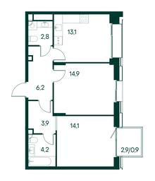 2-BD Apartment Sale, 60.1平方米 at Primavera, Volokolamskoye Highway, вл67, Moscow, Russia #3