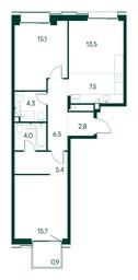2-BD Apartment Sale, 75.7平方米 at Primavera, Volokolamskoye Highway, вл67, Moscow, Russia #2 2-BD Apartment Sale, 75.7平方米 at Primavera, Volokolamskoye Highway, вл67, Moscow, Russia #2