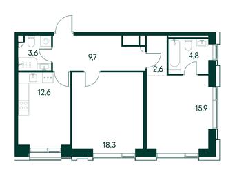 2-BD Apartment Sale, 67.5平方米 at Primavera, Volokolamskoye Highway, вл67, Moscow, Russia #3